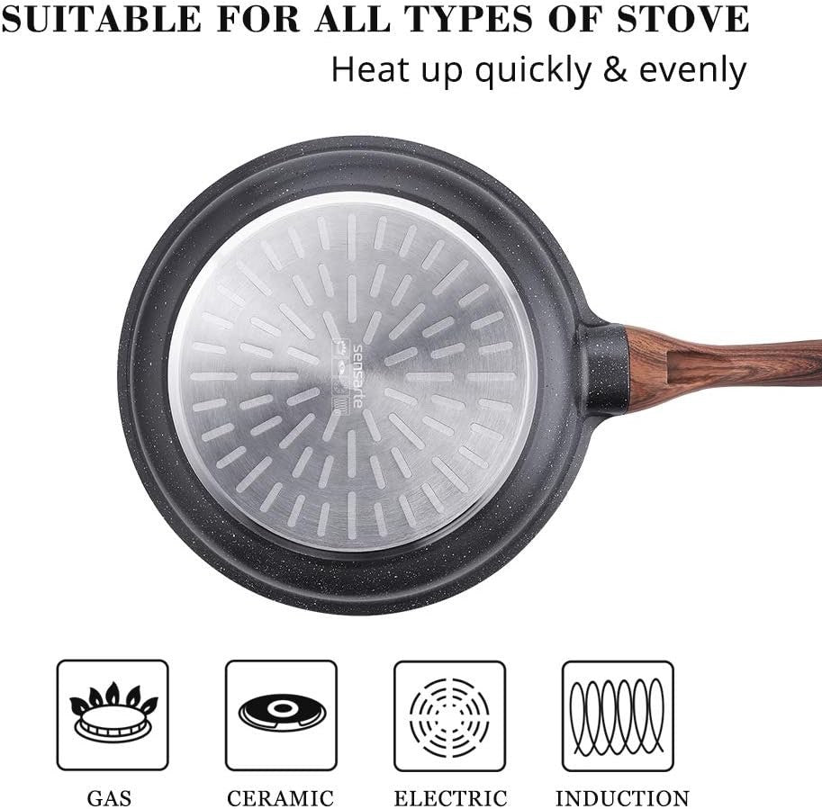 24cm Grey Non stick Frying Pan Granite Coating Skillet Cookware Induction Safe