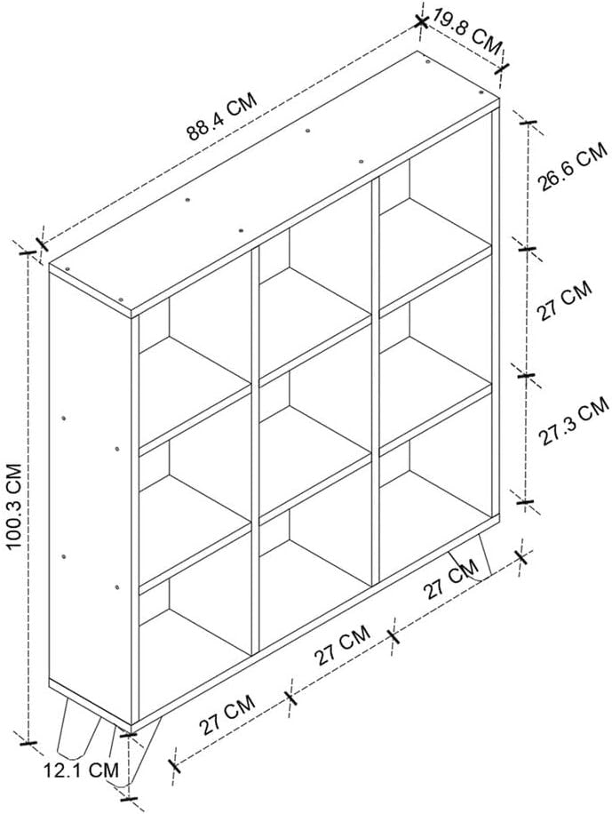 White 9-Cube Bookcase Storage Unit with Legs | Modern Display Shelf Organiser