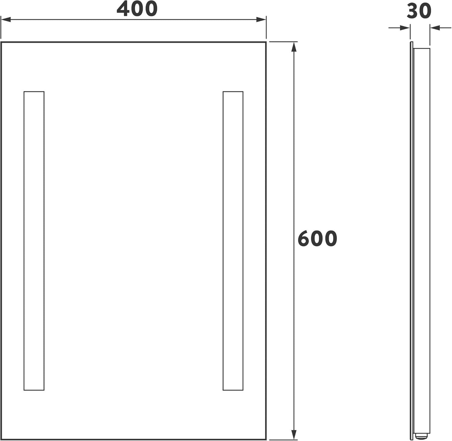 LED Bathroom Mirror 60x40cm Wall Mounted Light Up Glass Vanity