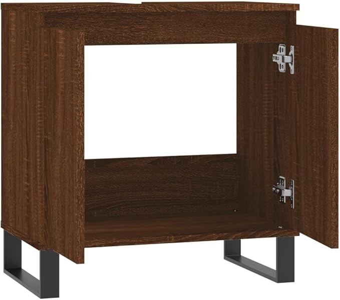 Modern Bathroom Vanity Cabinet Under Sink Storage Unit 2 Doors Brown Oak