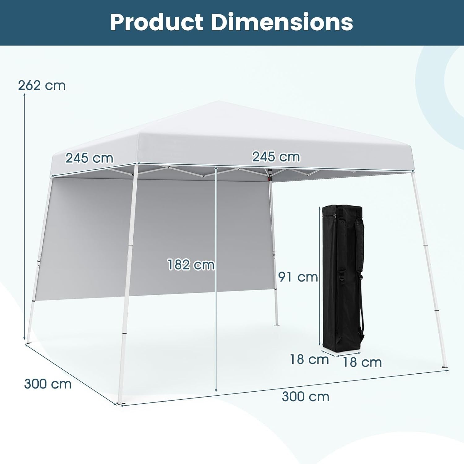 3x3M White Pop-Up Canopy Tent UPF50+ Sunshade Outdoor Party Gazebo