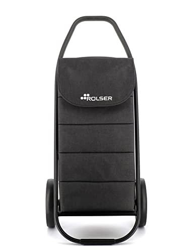 2-Wheel Aluminium Folding Shopping Trolley Big Bag with Pockets – Black