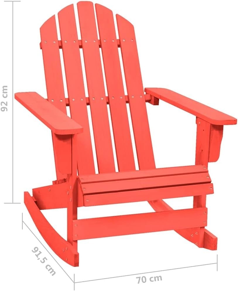 Red Outdoor Wooden Rocking Chair, Ergonomic Comfort, Weatherproof