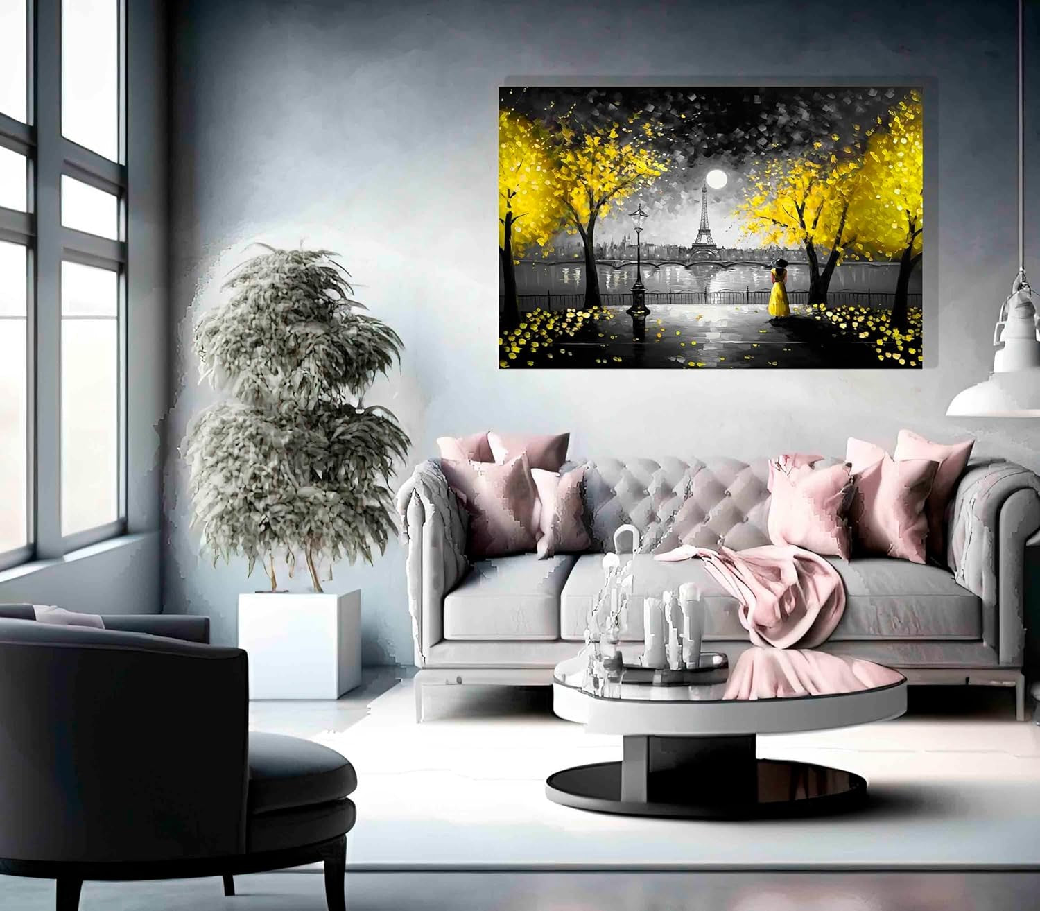 Moonlight Eiffel Tower Canvas Wall Art 40x30 cm Modern Paris Decor