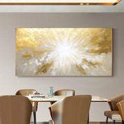 Large Abstract Canvas Wall Art Yellow Gold 50x100cm