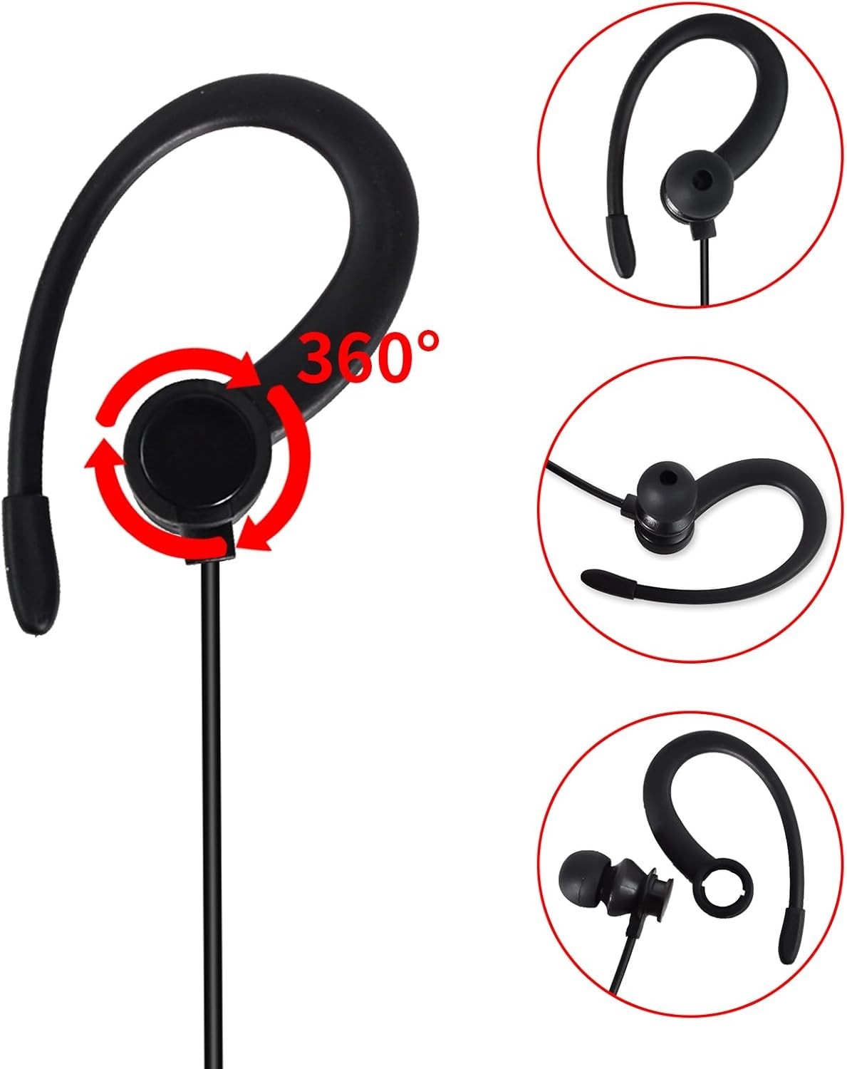 2-Pin Walkie Talkie Earpiece G-Hook PTT Microphone Security Headset