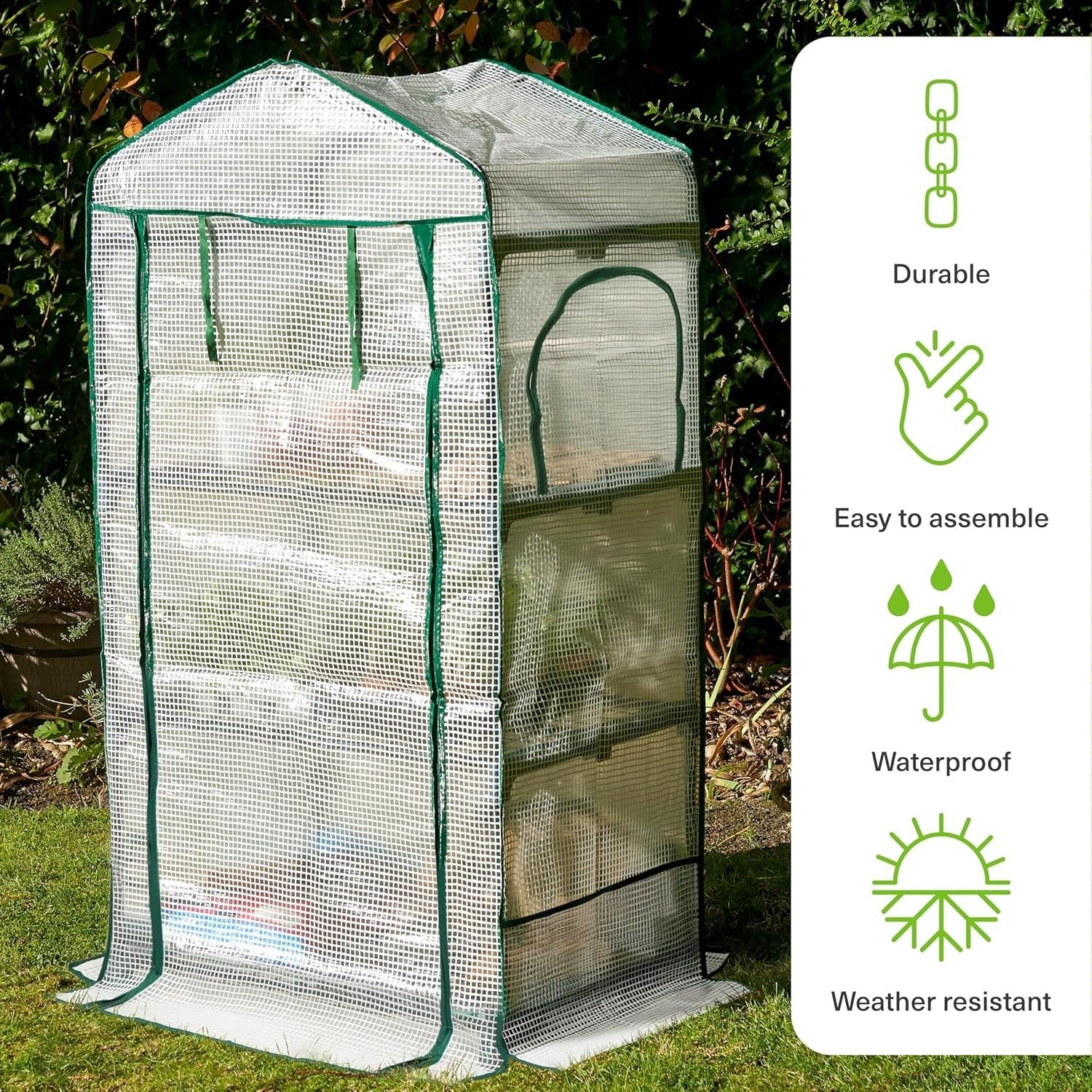 3 Tier Mini Greenhouse with Reinforced PVC Cover | Compact Steel Frame