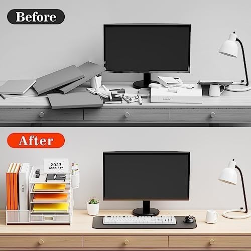 5 Tier Desk Organiser File Holder White Mesh Paper Tray Drawer Storage