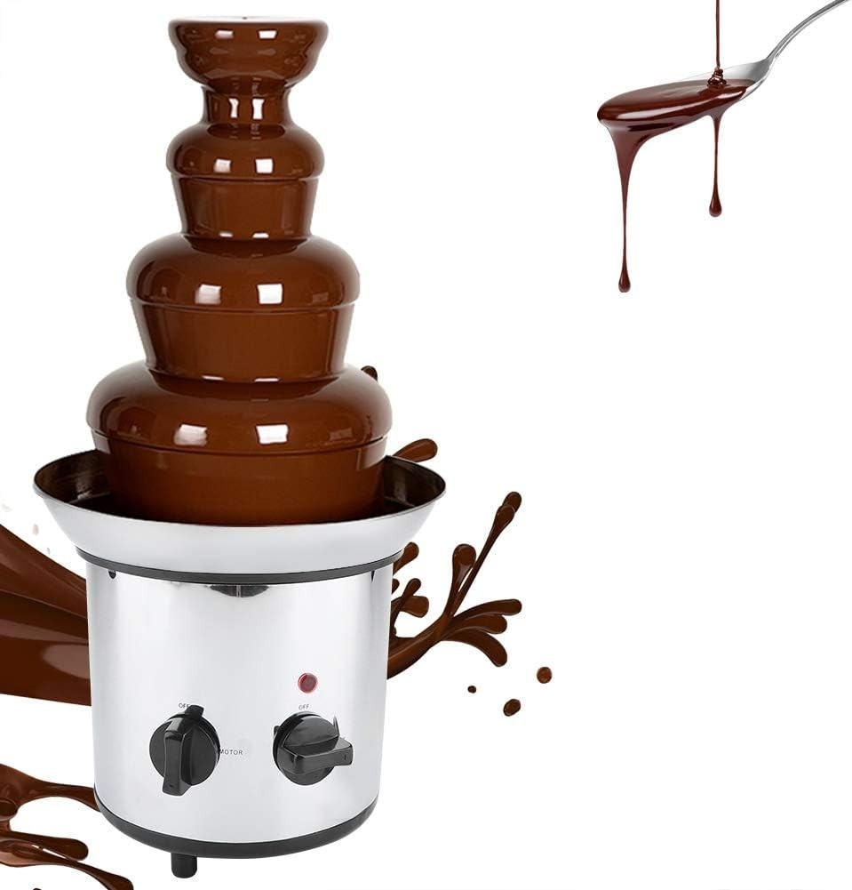 4 Tier Chocolate Fountain Machine 2000W Electric Fondue Melter Steel