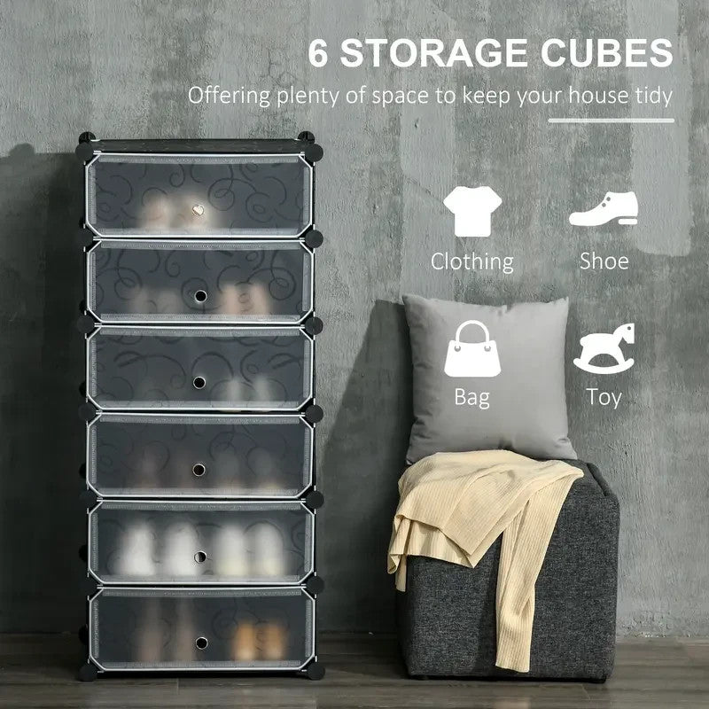 Modular Shoe Storage Cabinet with Doors – 6-Tier Stackable Unit