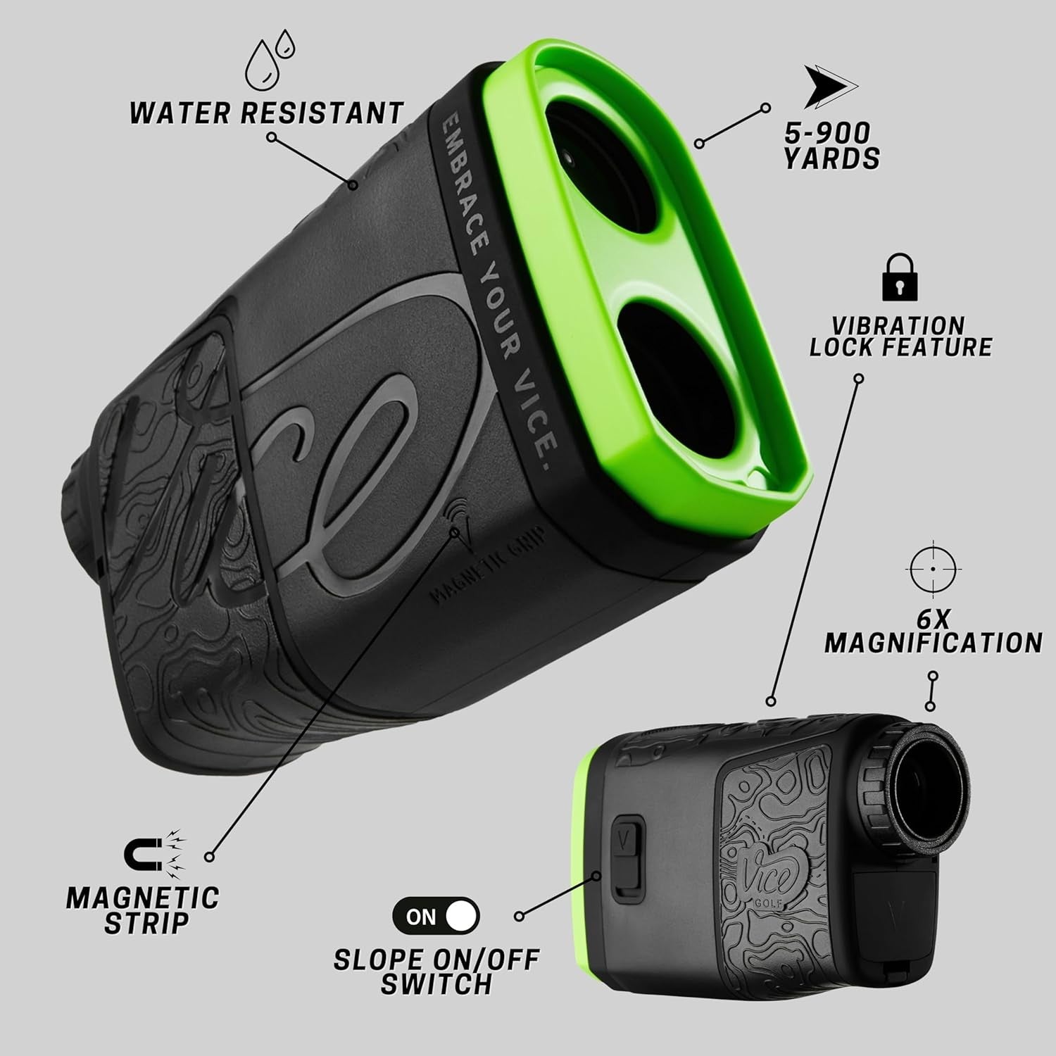 Golf Laser Rangefinder with Slope Flag Lock 6X Optics Magnetic Waterproof