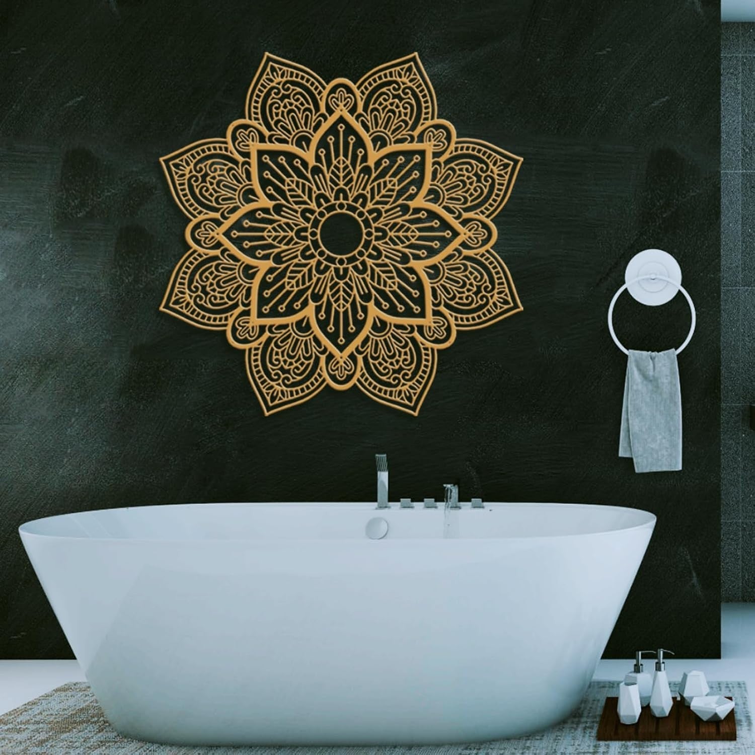 Gold Mandala Metal Wall Art 76x76cm 3D Floral