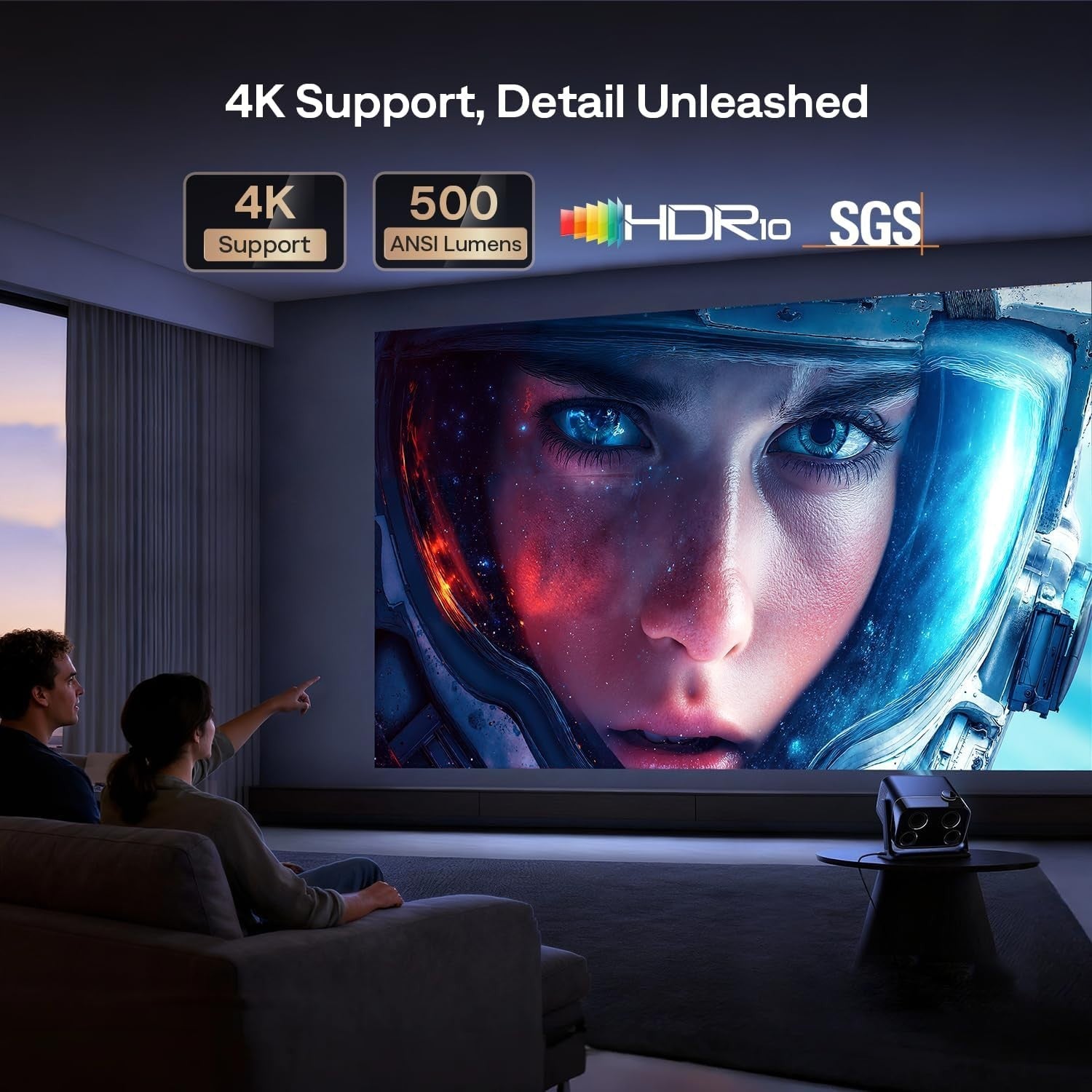 Google TV Mini Projector 1080P 500 ANSI Dolby 20W WiFi Bluetooth 4K