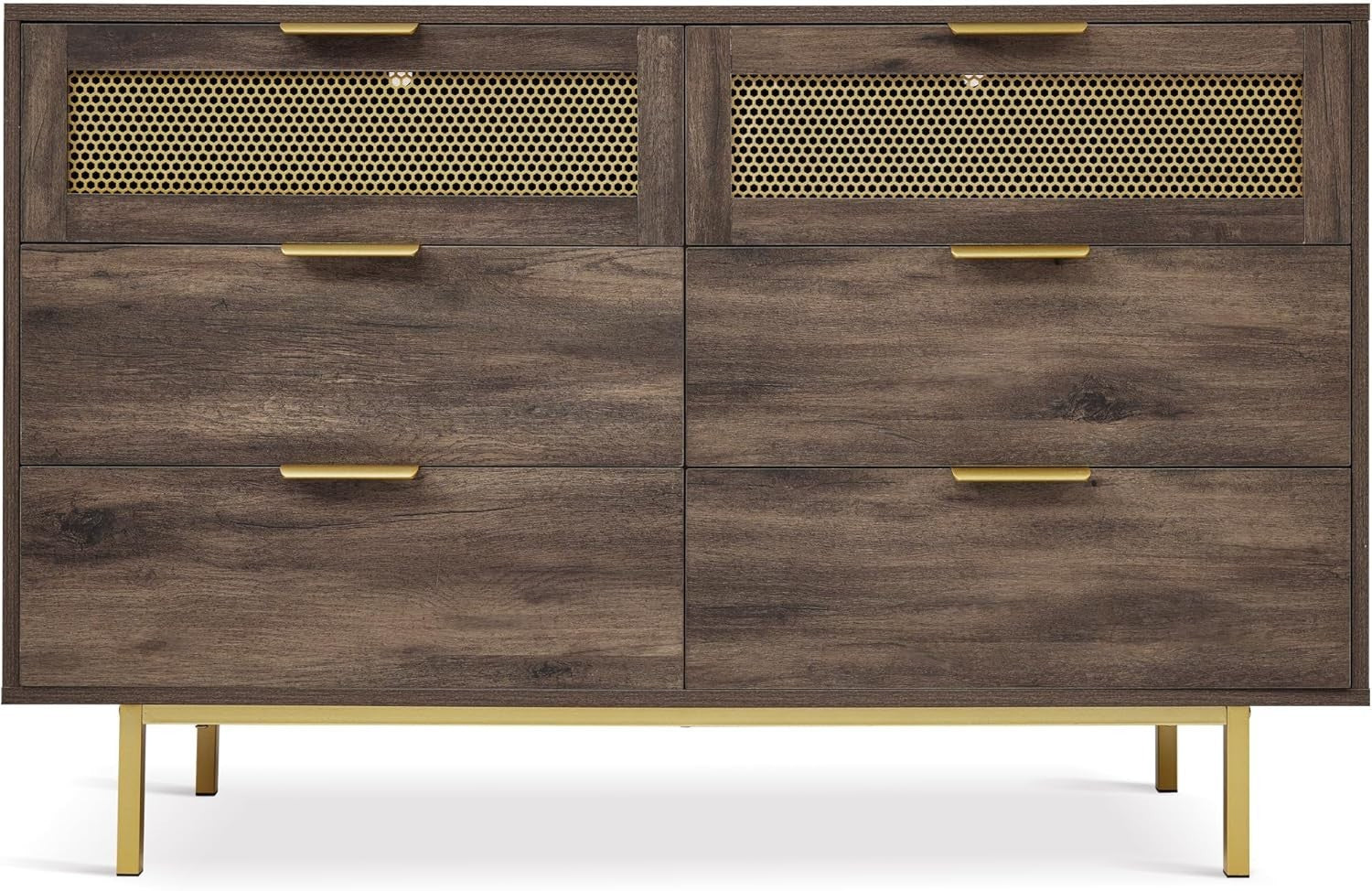 Dark Brown Sideboard Cabinet with 3 Drawers, 2 Doors & Adjustable Shelves