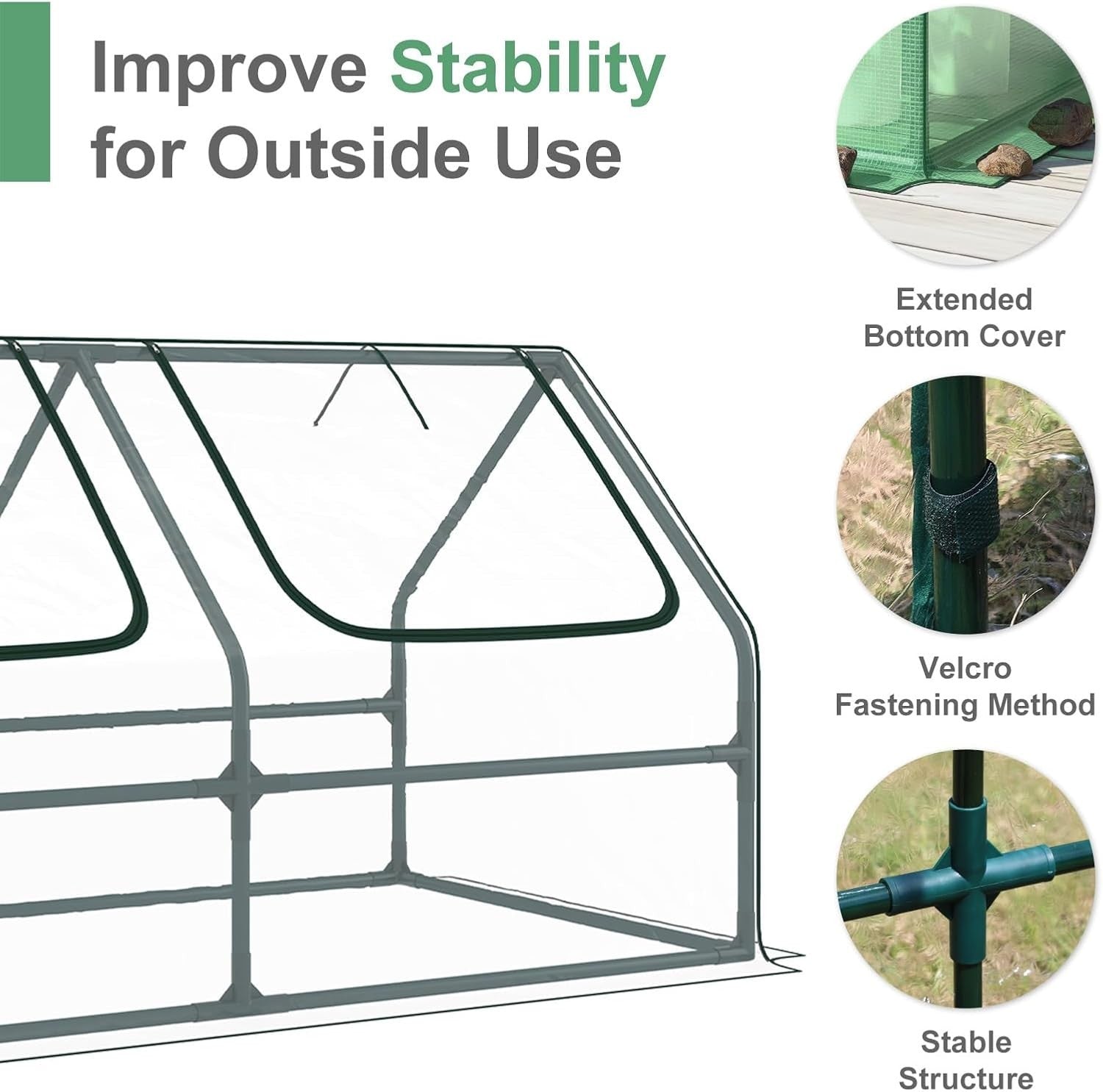 Large Mini Greenhouse Waterproof Cold Frame Plant Shelter with Zipper Doors