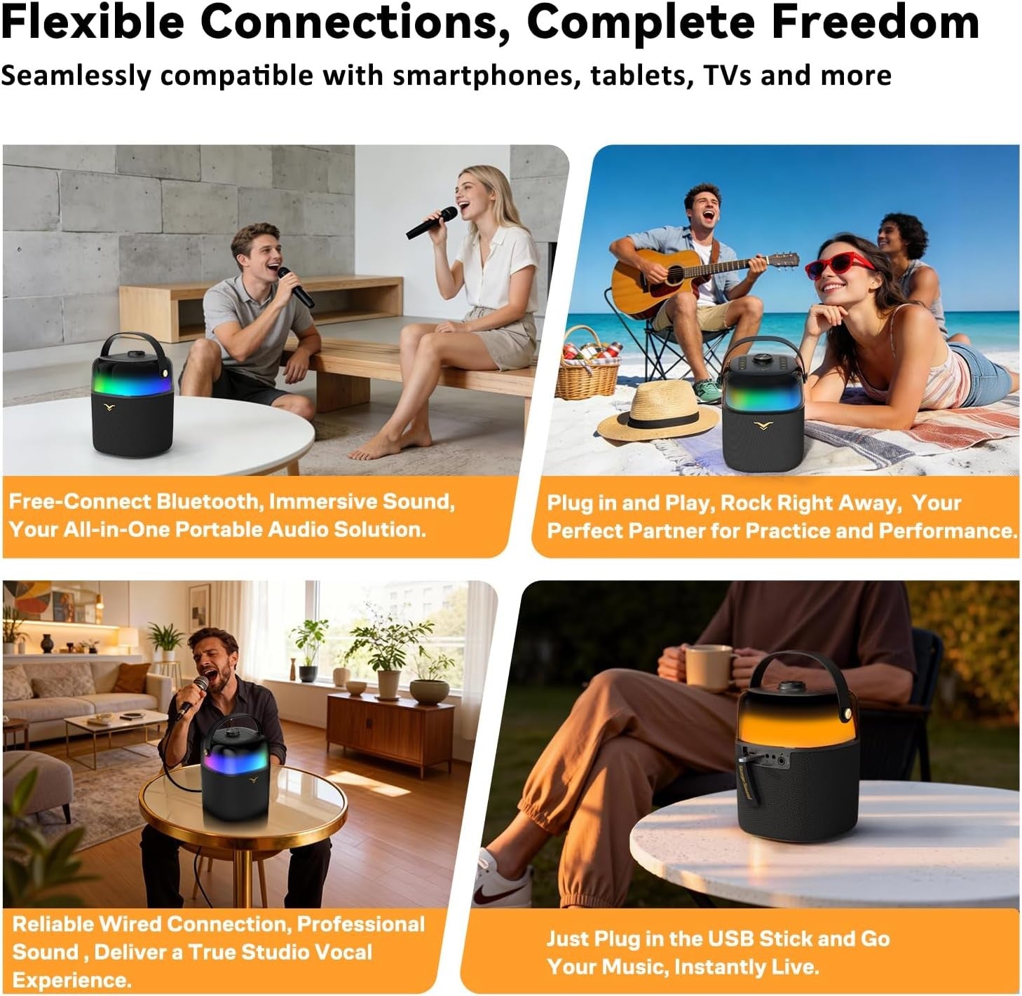 60W Karaoke Machine 2 Wireless Mics Bluetooth PA Speaker