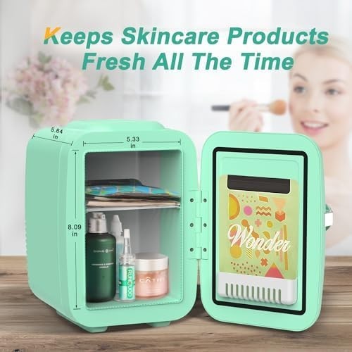 Mini Fridge 4L Portable Cooler & Warmer AC/DC Compact Quiet Green