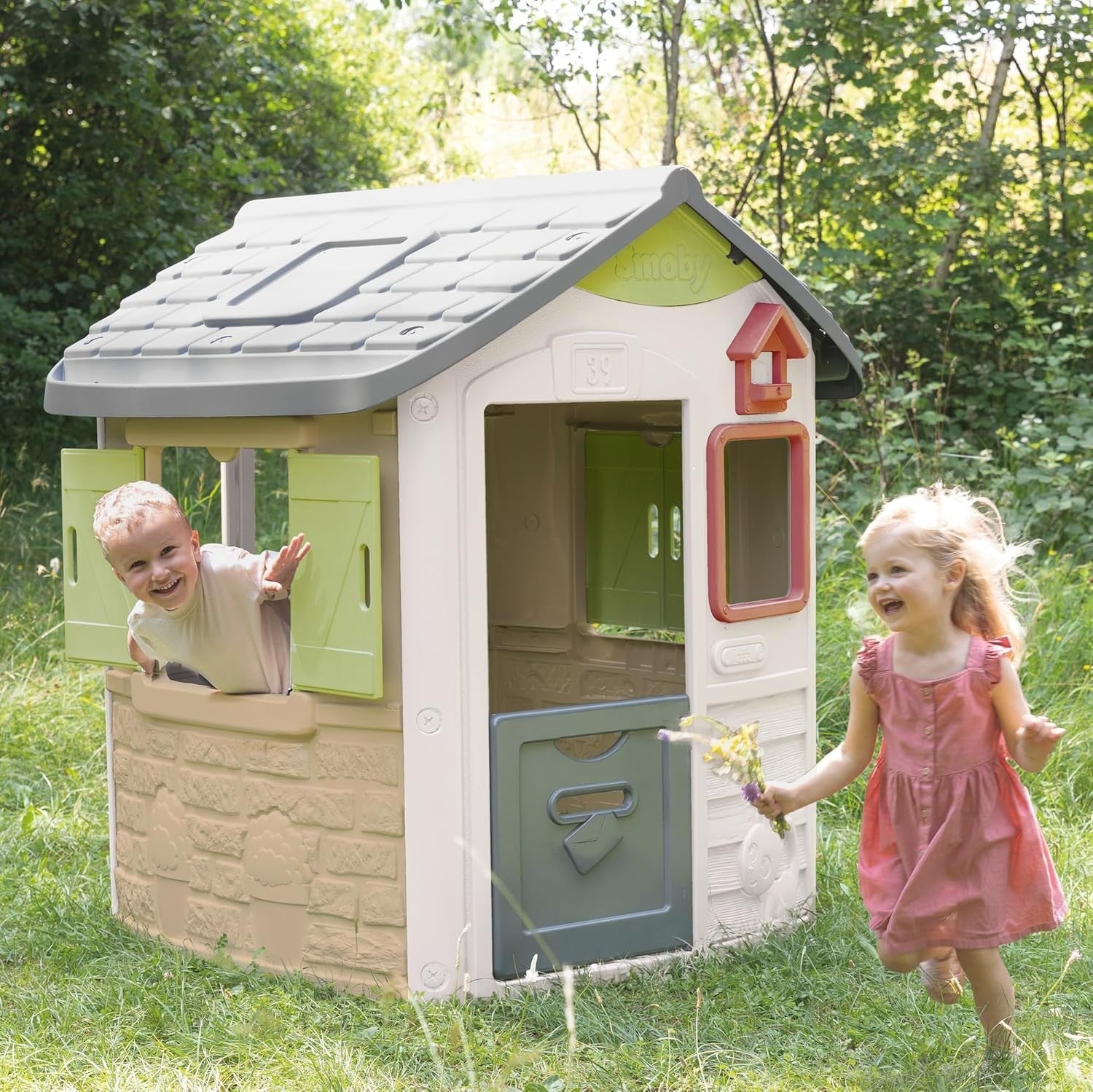 Kids Outdoor Playhouse Garden Lodge Plastic Indoor Play House 2+