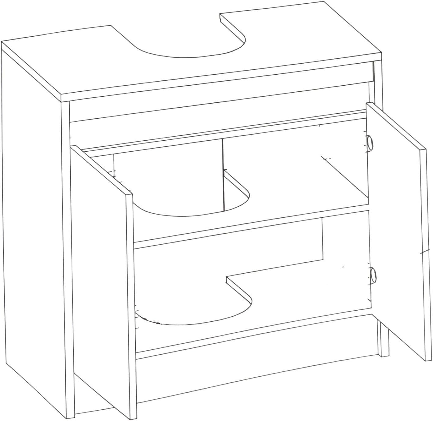 Modern White Under Sink Cabinet Bathroom Storage Unit – 2 Door High Gloss