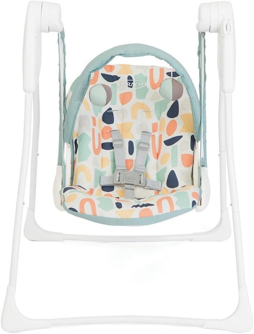 Compact Baby Swing with 2 Speeds Recline Toy Bar Foldable Seat 0-6m Green