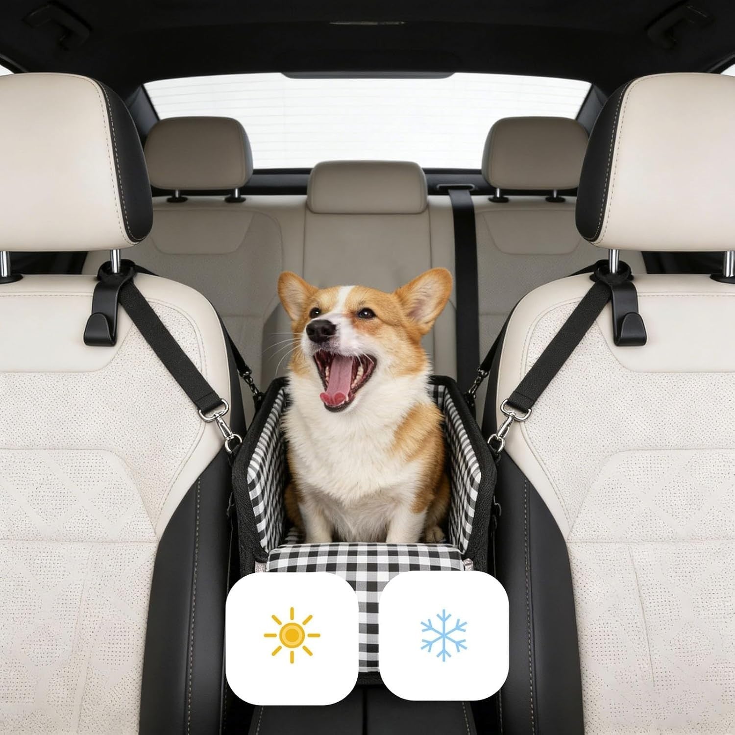 Console Dog Car Seat Small Pet Booster Bed Safety Buckle Travel Carrier