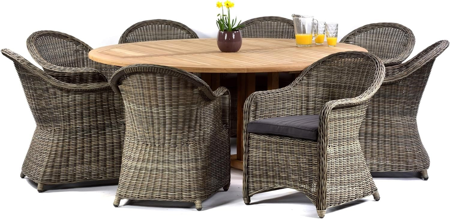 Outdoor Rattan Garden Armchair with Cushion Weatherproof Patio Dining Seat