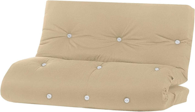 Foldable Futon Sofa Bed Double Mattress 3 Seater Cream Guest Bed 135x190cm