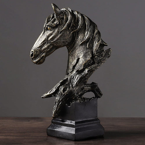 Modern Horse Head Sculpture • 30cm Resin Statue • Luxury Abstract Home Decor