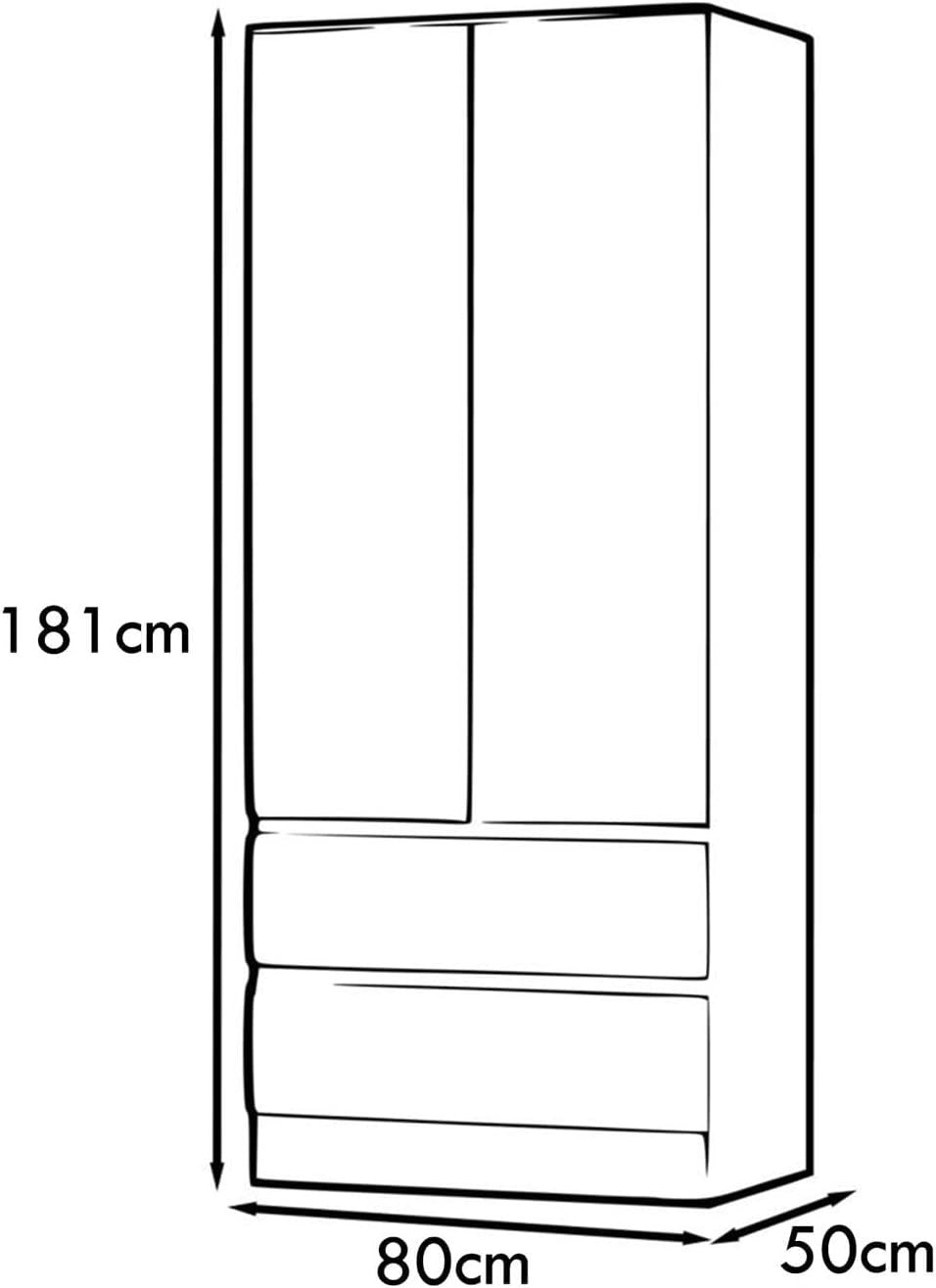 Matt Black 2-Door Wardrobe with 2 Drawers | Bedroom Storage & Clothes Organizer