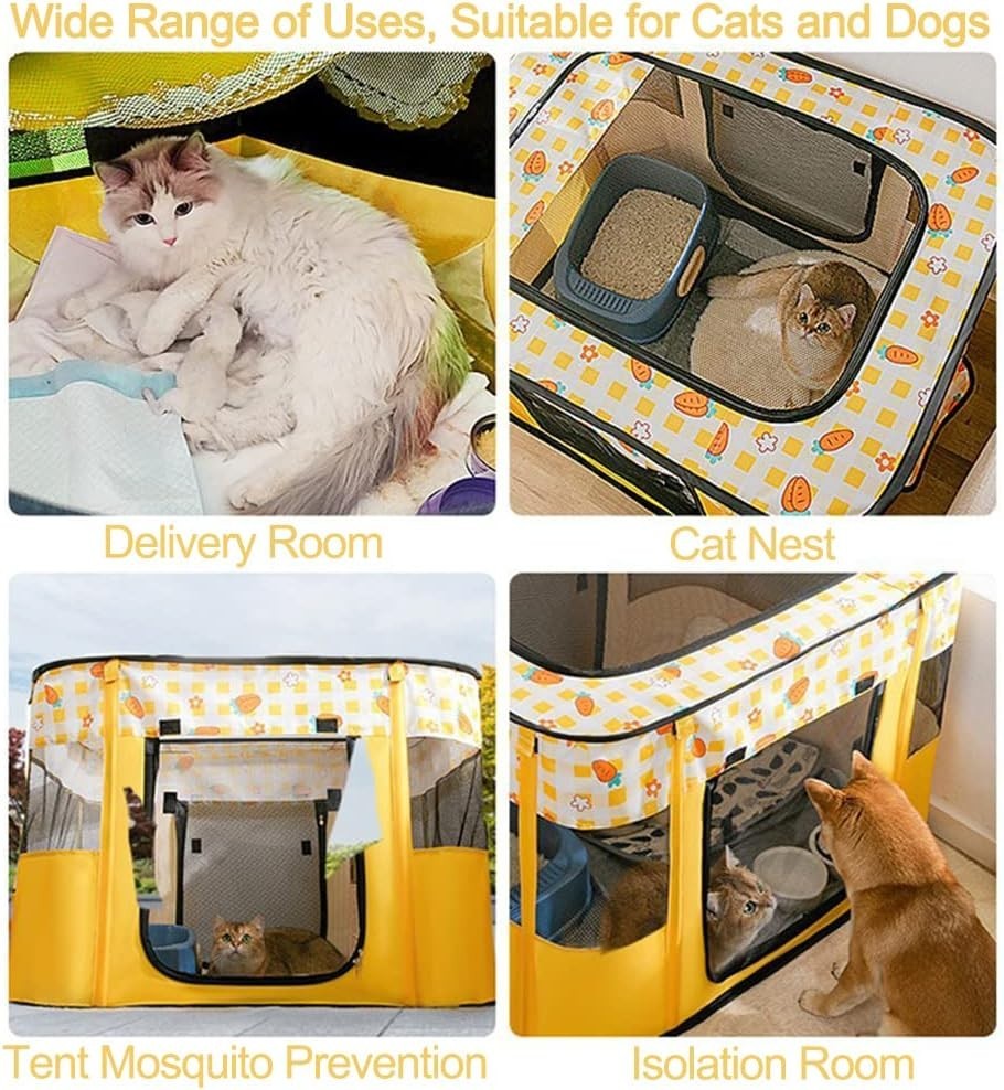 Foldable Pet Playpen Tent | Portable Puppy Cat Kennel Fence 80x60x55cm