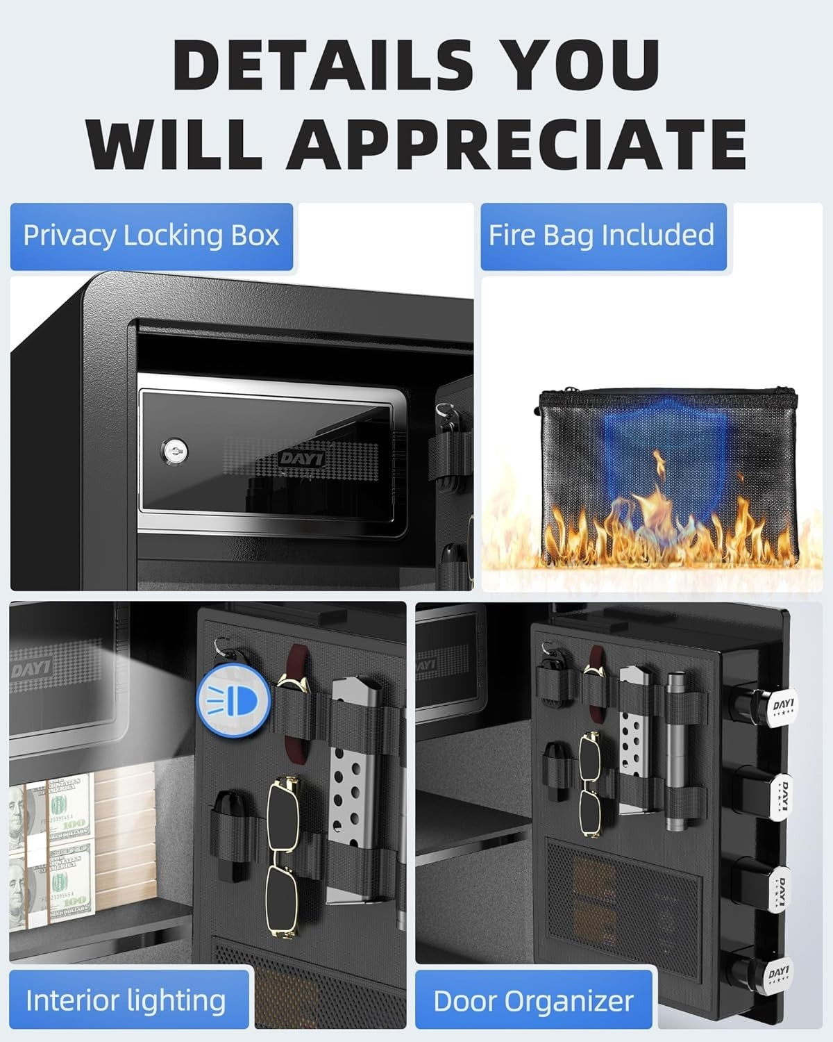 2.0 Cu Ft Biometric Fingerprint Safe Fireproof Security Box Alarm