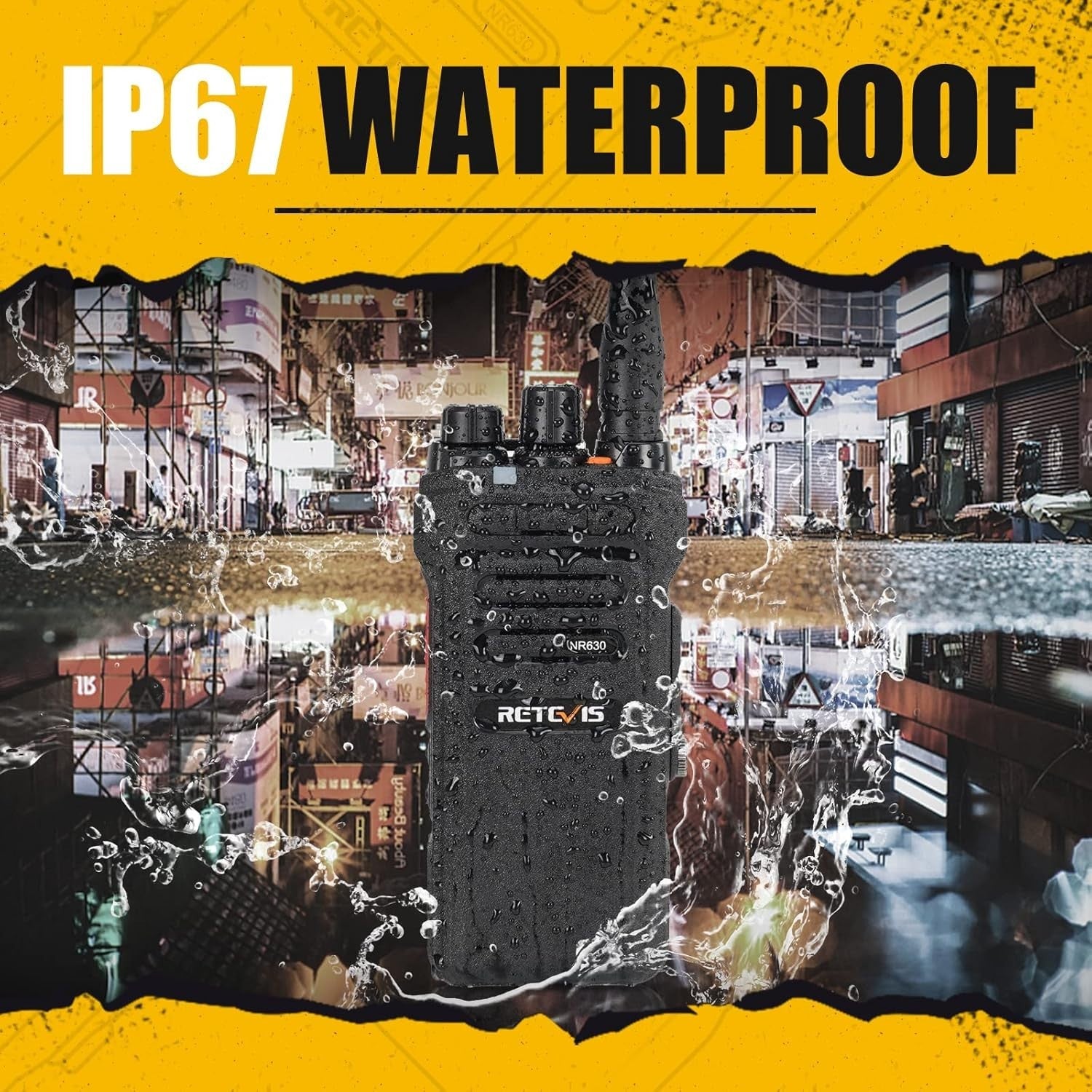 IP67 Waterproof Walkie Talkies 2 Pack Long Range 2800mAh Group Call