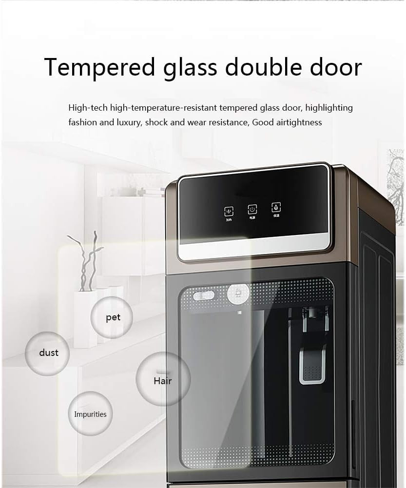 Hot Cold Floor Standing Water Cooler Tempered Glass Child Lock Office Home