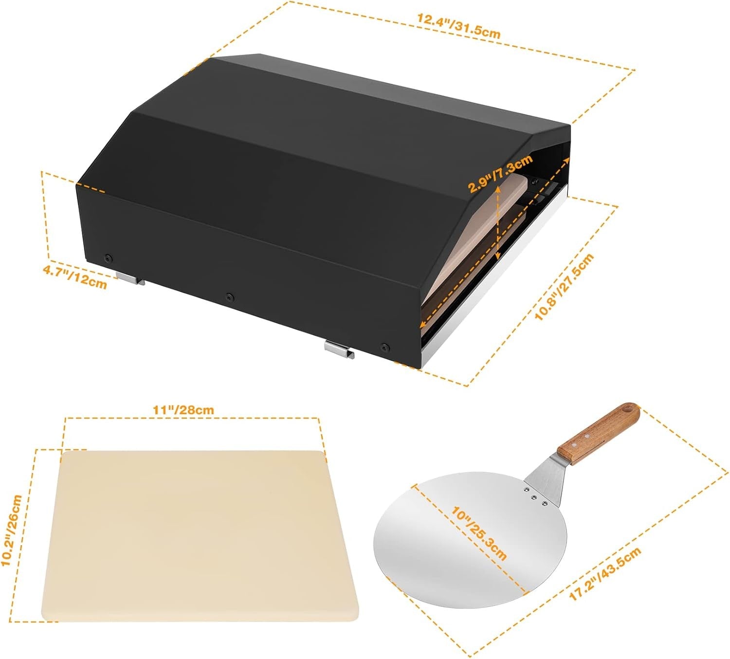 Outdoor Gas Pizza Oven Kit | BBQ Grill with Pizza Stone & Peel for Camping