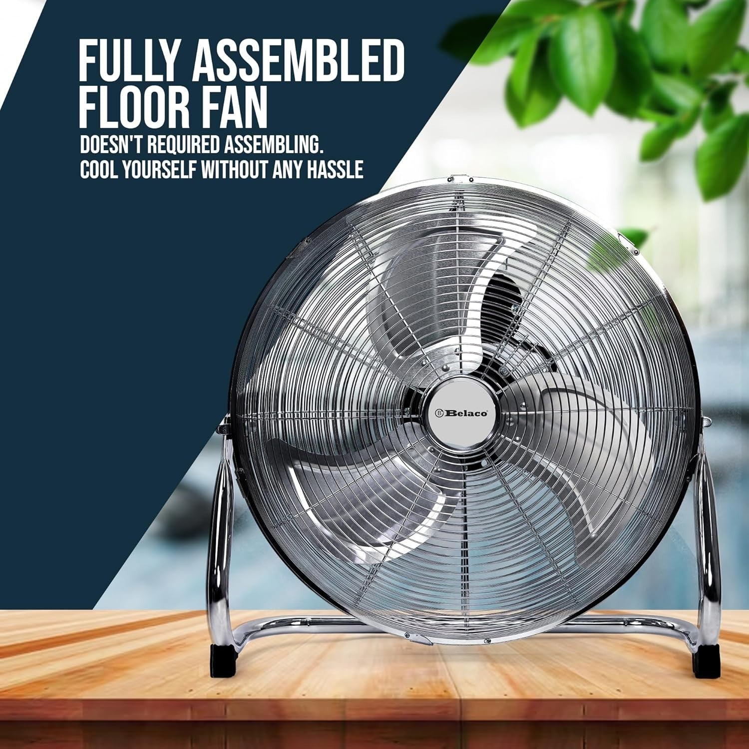 18" Chrome Metal Floor Fan High-Velocity 3-Speed Cooling Desk Floor Fan