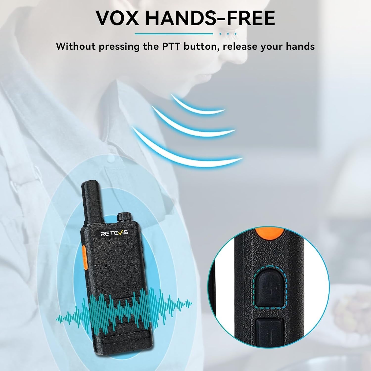Slim PMR446 Walkie Talkies 2 Pack USB-C VOX Hidden Screen Radio
