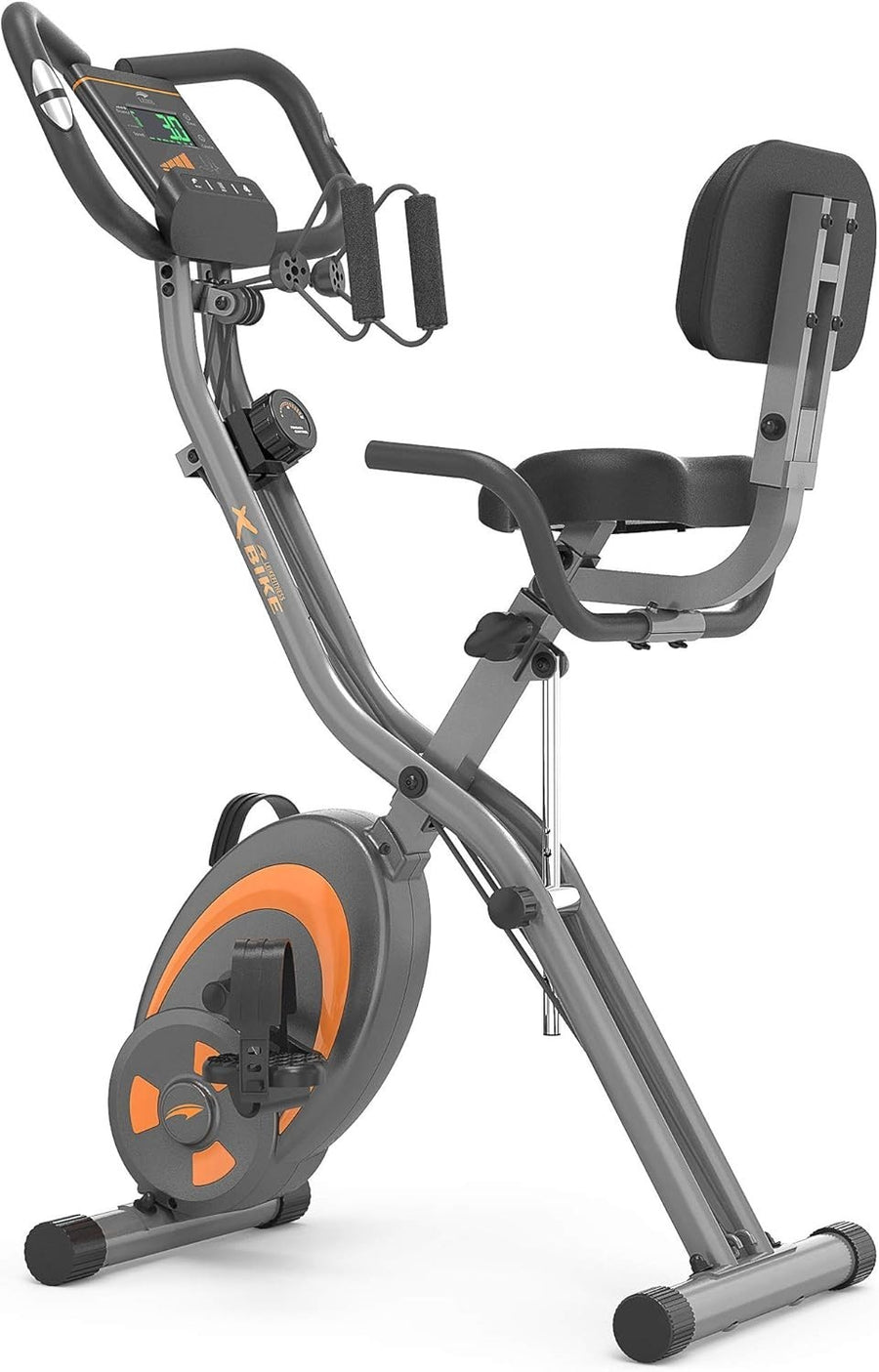 Foldable Magnetic Exercise Bike w/ 12 Levels, Arm Bands, LCD & Pulse Sensors