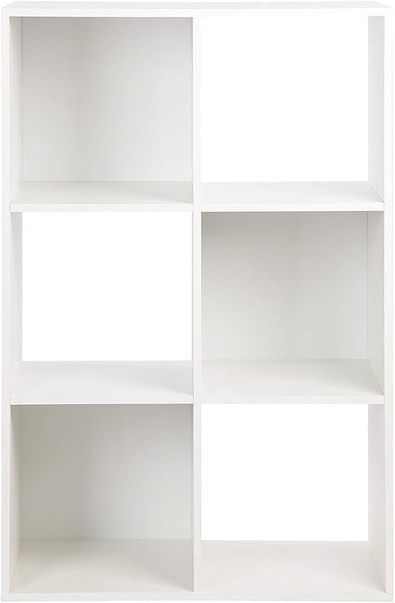 6-Cube White Storage Shelf – Modern Freestanding Bookcase Display Unit