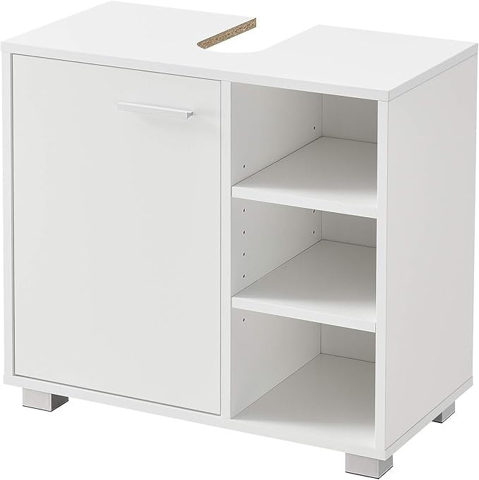 White Bathroom Sink Cabinet 56x60x31cm Modern Vanity Unit Storage Cupboard