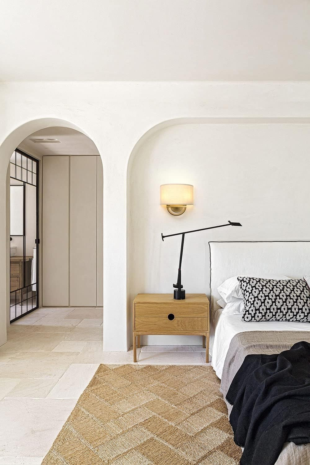 2-Light Wall Sconce Lamps with Linen Shade | Antique Brass | Easy Install