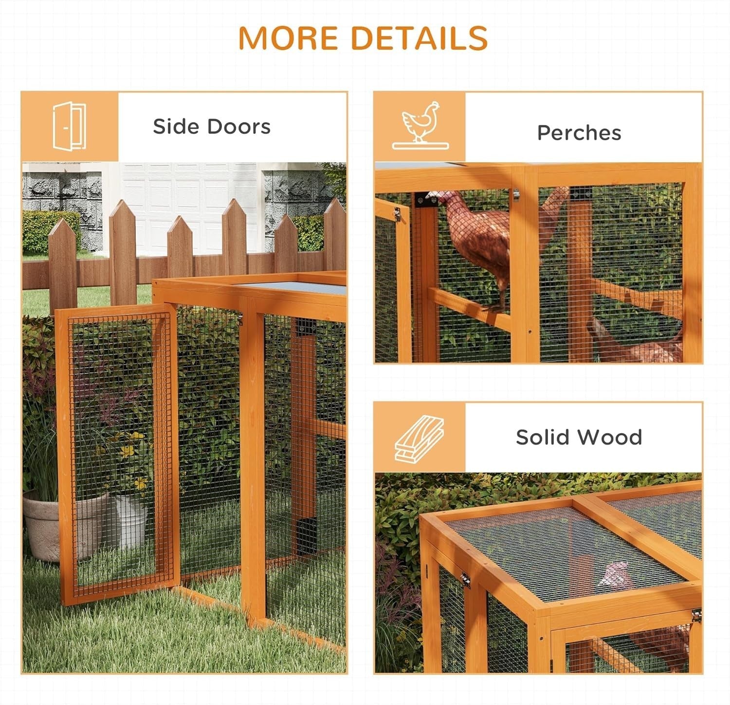 Wooden Chicken Coop Run 140cm Outdoor Hen House w Perches