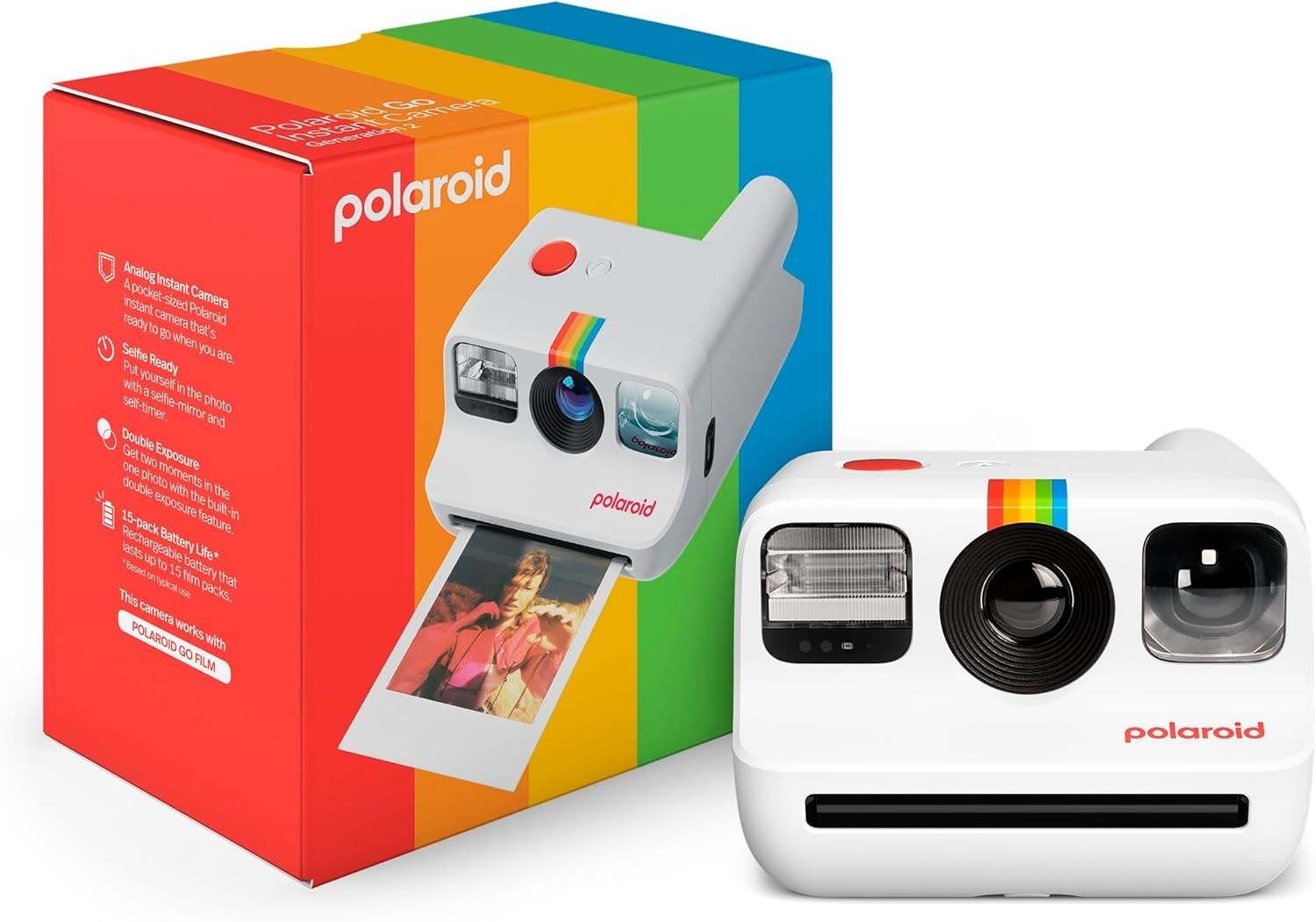 Mini Instant Film Camera White USB-C Selfie Timer Portable Retro Camera
