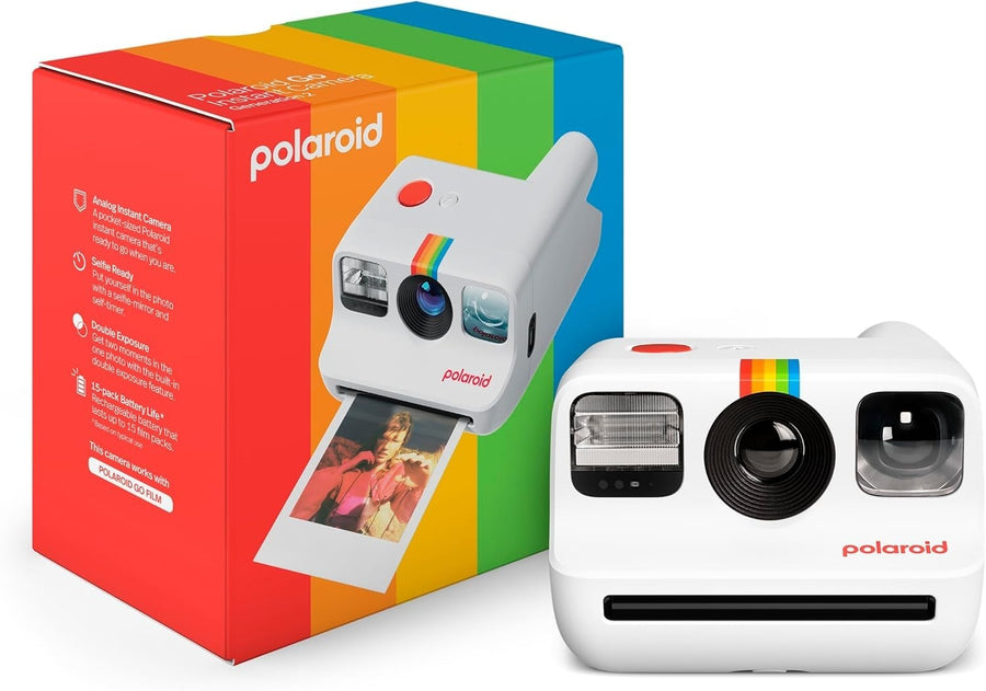 Mini Instant Film Camera White USB-C Selfie Timer Portable Retro Camera