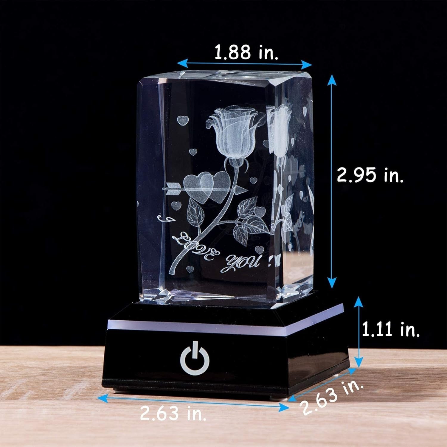 3D Crystal Rose "I Love You" LED Light Gift for Girlfriend Boyfriend Valentine