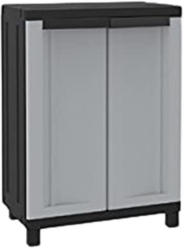 Adjustable 2-Door Black Storage Cabinet with Internal Shelf 68x39x91.5cm