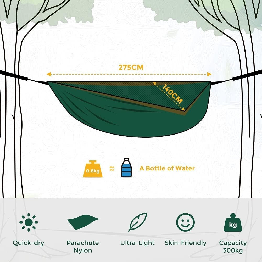 Lightweight Portable Double Camping Hammock with Straps for 2 Adults