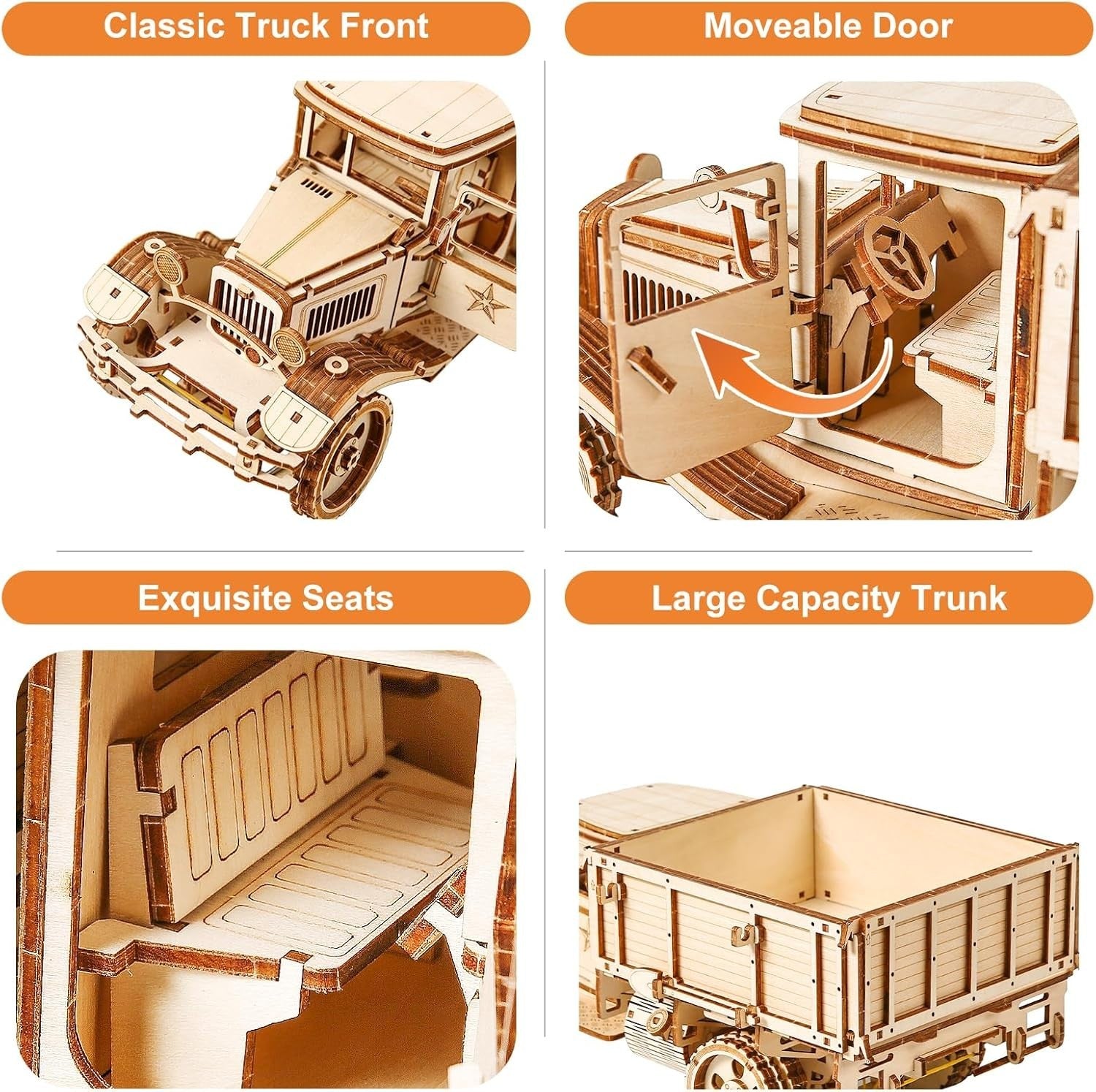3D Wooden Vintage Truck Puzzle DIY Mechanical Model Kit 264PCS Adult