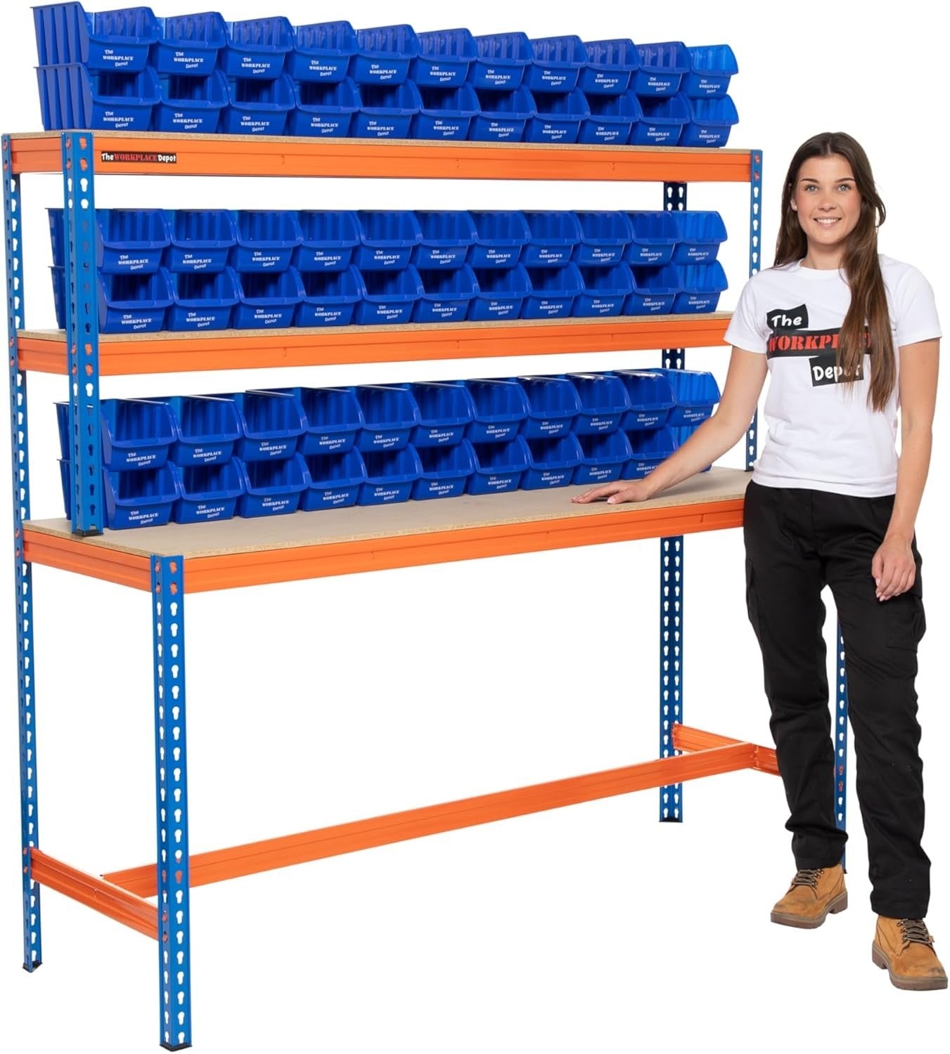 Heavy Duty Garage Workbench 179cm 400kg UDL with Shelves & 70 Storage Bins