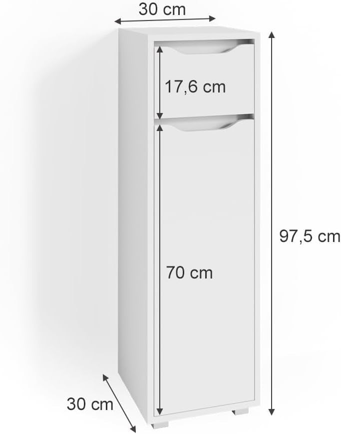 Compact White Bathroom Storage Cabinet with Door & Drawer – Durable