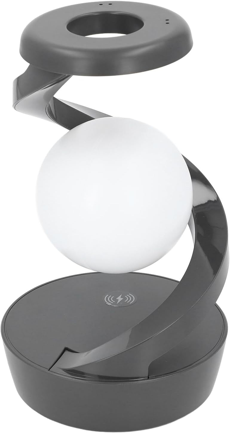 Levitating 3D Floating Bulb Lamp LED Desk Night Light with Wireless Charger